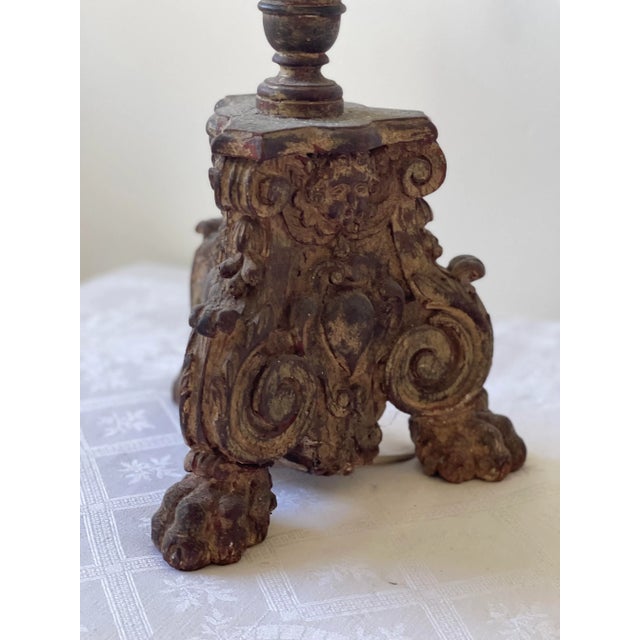 Italian 18th Century Candle Stick in Italian Wood For Sale - Image 3 of 10