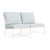 Brown Jordan Venetian Armless Loveseat in Chalk with Artic Stripe Cushions For Sale