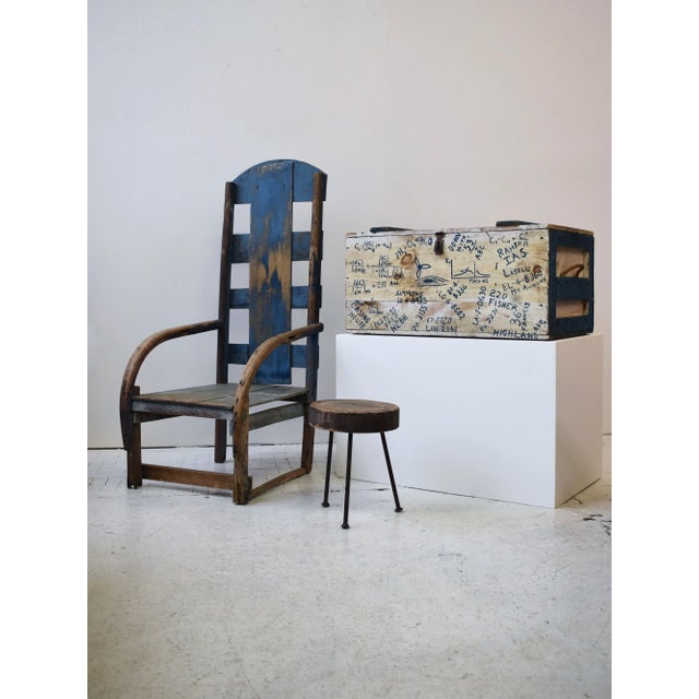 Vintage Folk Art Embellished M.I.T. “Seniors” Dormitory / Naval Trunk, Circa 1949-1950. This trunk likely started life as...