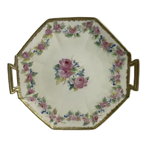1940s Limoges Porcelain Handled Tray Plate