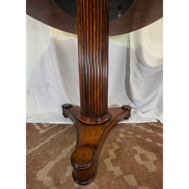 Theodore Alexander Geometric Inlaid Wood Round Pedestal Dining/Entry Table For Sale - Image 12 of 17