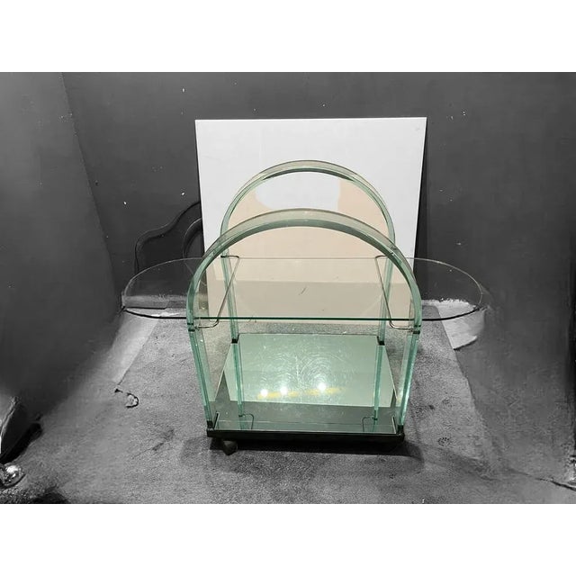 Italian Glass Bar Trolley by Fiam Pesaro, 1980s For Sale - Image 3 of 11