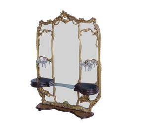 Baroque Console with Great Mirror and Applique, 1940s