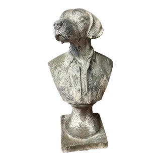 Vintage Anthropomorphic Cast Iron Pointer Dog Bust For Sale