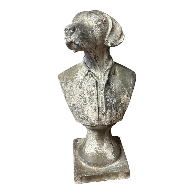Vintage Anthropomorphic Cast Iron Pointer Dog Bust For Sale