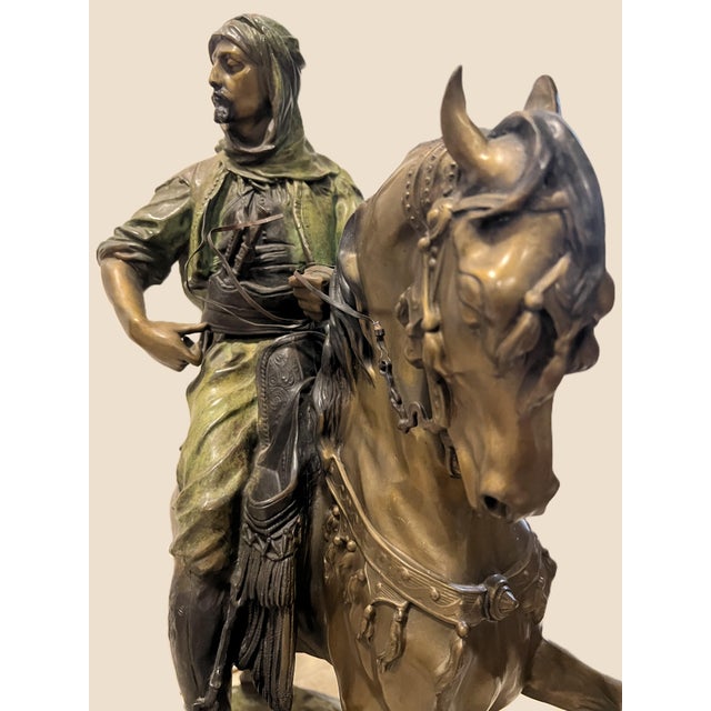 Antoine Bayre 1960s "Arab on Horse" Sculpture by Alfred Barye (1839–1882) and Émile-Coriolan Guillemin (1841–1907) For Sale - Image 4 of 9