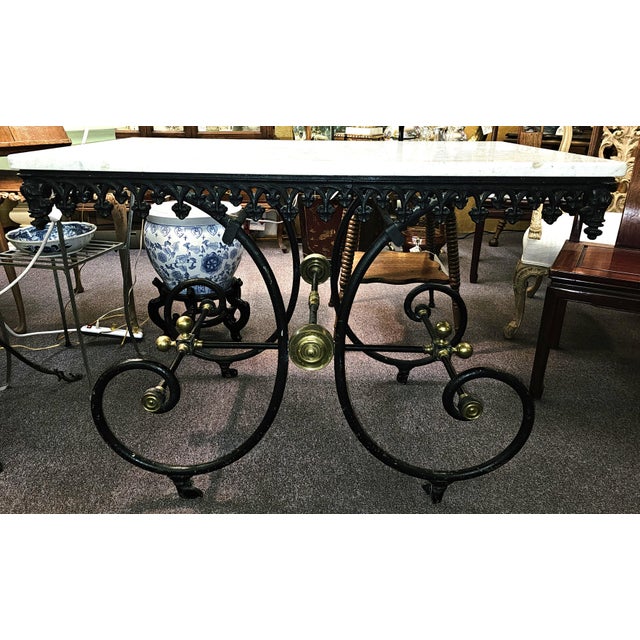 Metal 19th Century French Cast Iron & Marble Butcher Shop or Pastry Table For Sale - Image 7 of 14