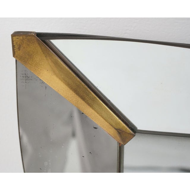 Mid-Century Modern Mid Century Beveled Wall Mirror With Brass Accents For Sale - Image 3 of 10