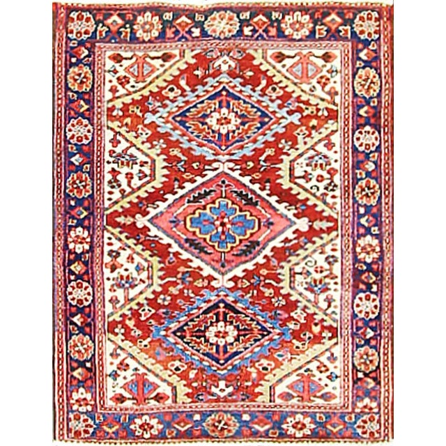 Early 20th Century Persian Heriz Rug-3'8" X 4'8" For Sale - Image 9 of 9