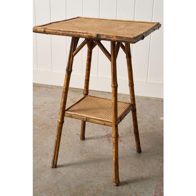 19th Century Tortoise Bamboo Two Tier Single Side Table For Sale - Image 4 of 8