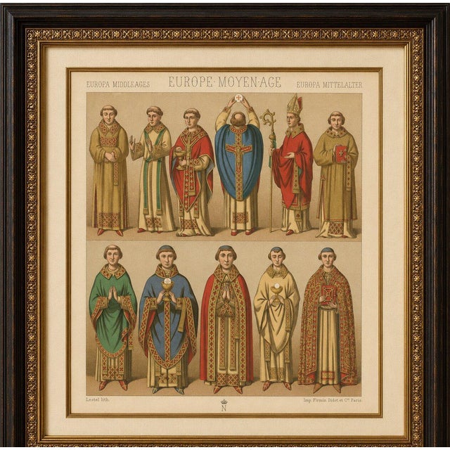 Medieval European Clergy Costumes by Racinet, Gothic Church Vestments, 1888 This refined chromolithograph originates from...