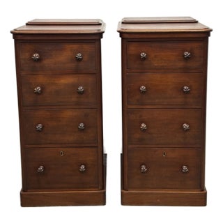 19th Century English Mahogany Nightstands - A Pair For Sale