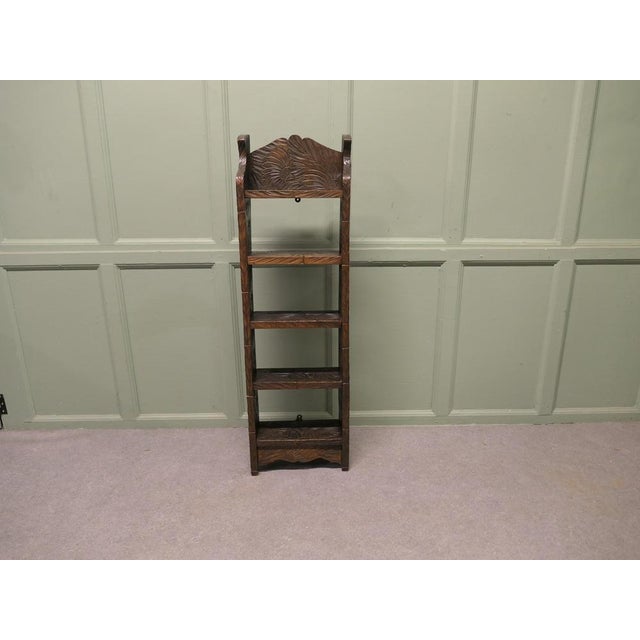 Tall Japanese Liberty Arts and Crafts Carved Bookcase with Sunflowers, 1900 For Sale - Image 9 of 11