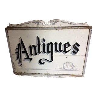 Authentic Vintage Antiques Sign For Sale