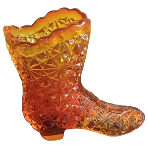 1970s Fenton Amberina Daisy & Buttons Pattern Shoe Figurine