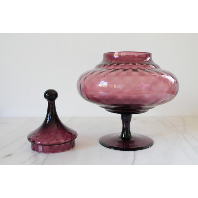 Empoli 1960s Italian Empoli Glass Lidded Apothecary Jar or Candy Dish For Sale - Image 4 of 6