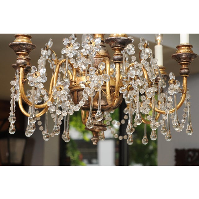 1930s Genovese Two-Tone Giltwood & Crystal Chandelier, Italy For Sale - Image 15 of 17