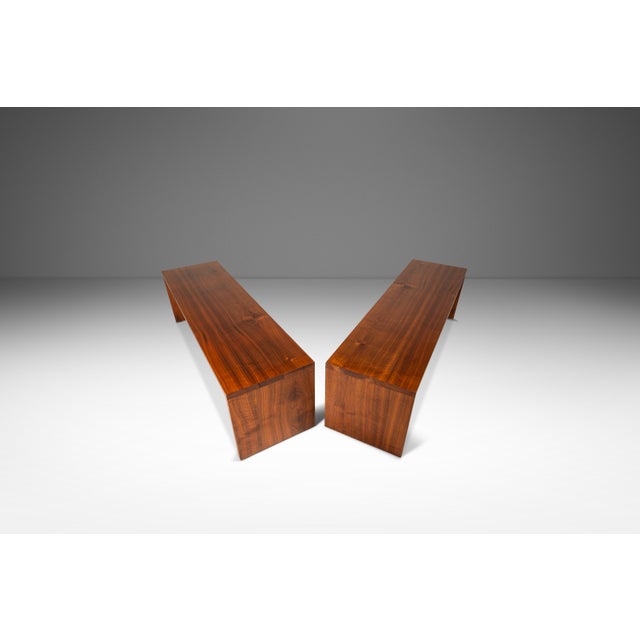 This striking pair of handmade minimalist benches showcases the clean, sculptural aesthetic of 1980s American studio...