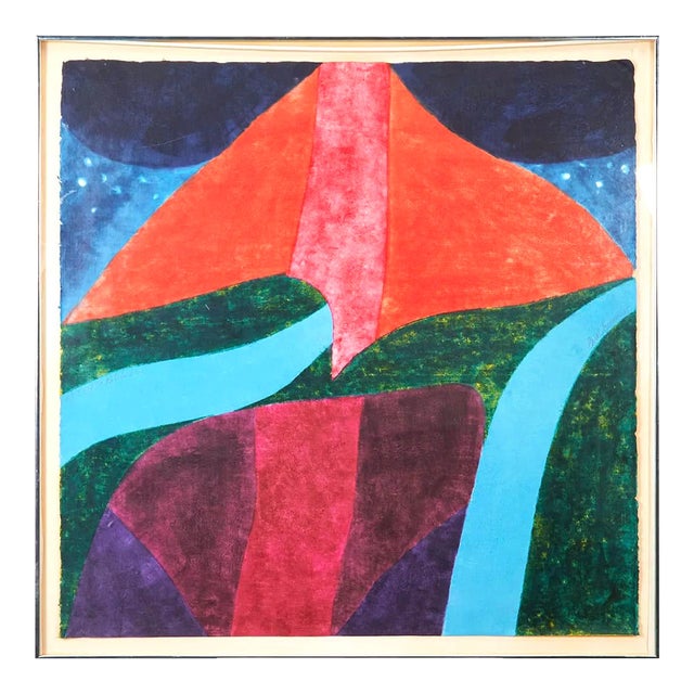 1970s Large Signed Carol Summers "Road to Ketchikan" Artist's Proof Color Woodcut For Sale