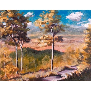 Kenosha Colors by Tracy Wall | Mixed Media on Canvas Landscape with Trees and Sky For Sale