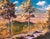 Kenosha Colors by Tracy Wall | Mixed Media on Canvas Landscape with Trees and Sky For Sale