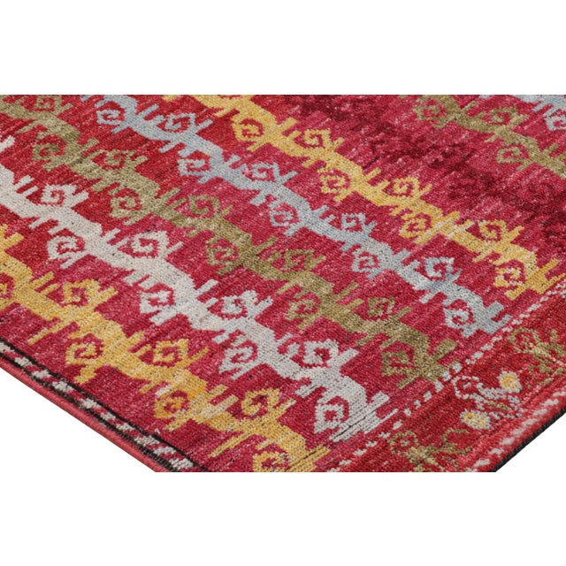 Traditional Rug & Kilim’s Tribal Style Rug in Red With Colorful Geometric Stripes For Sale - Image 3 of 7