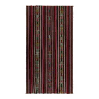 1950s Vintage Chaput Kilim Rug in Multicolor Striped Pattern, Polychromatic For Sale