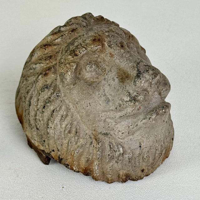 Early 20th Century Pair of Architectural Salvaged Metal Lions Head From Nyc Building, Decorative Elements For Sale - Image 5 of 9