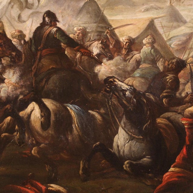 Early 18th Century Italian Artist, Battle Between Christians and Ottomans, 1720, Oil on Canvas, Framed For Sale - Image 5 of 15