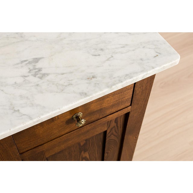 Brown Art Nouveau German Ash Bedside Cabinets with Marble Tops, 1910, Set of 2 For Sale - Image 8 of 17