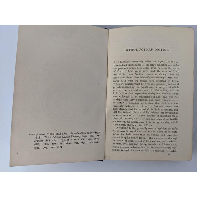 Antique Plato Phaedo 1875 & Republic 1907 Blue Green Gold Gilt Books - Pair For Sale - Image 9 of 18