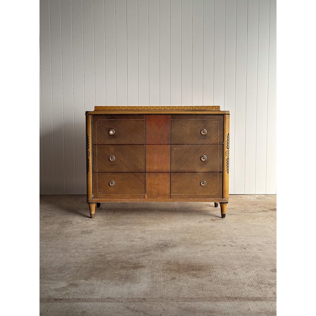 Brown Early 20th Century Distressed Art Deco Dresser With Removable Mirror For Sale - Image 8 of 16