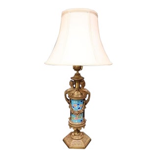 Antique 19th Century French Longwy Enameled Lamp Base With Ormolu Mounts For Sale