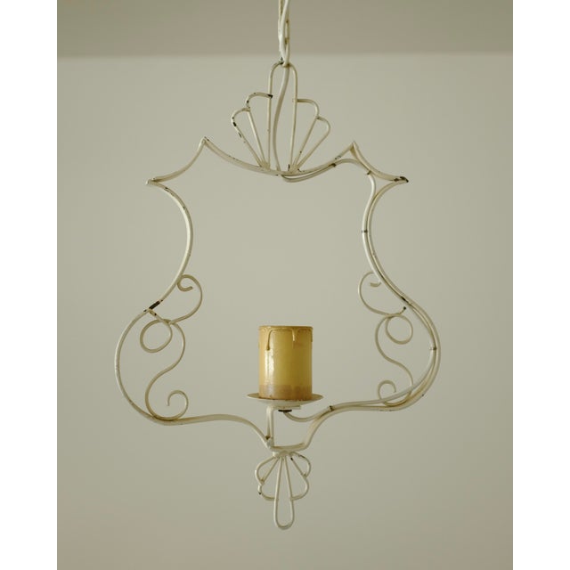 1950s White Painted Metal Pendant For Sale - Image 9 of 10