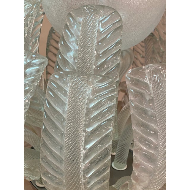 1980s Vintage Italian Leaves Chandelier in Murano Style Glass For Sale - Image 5 of 12
