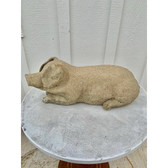 Decorate a kitchen counter or a patio with this adorable concrete pig. Made of concrete, the pig has a rich weathered...