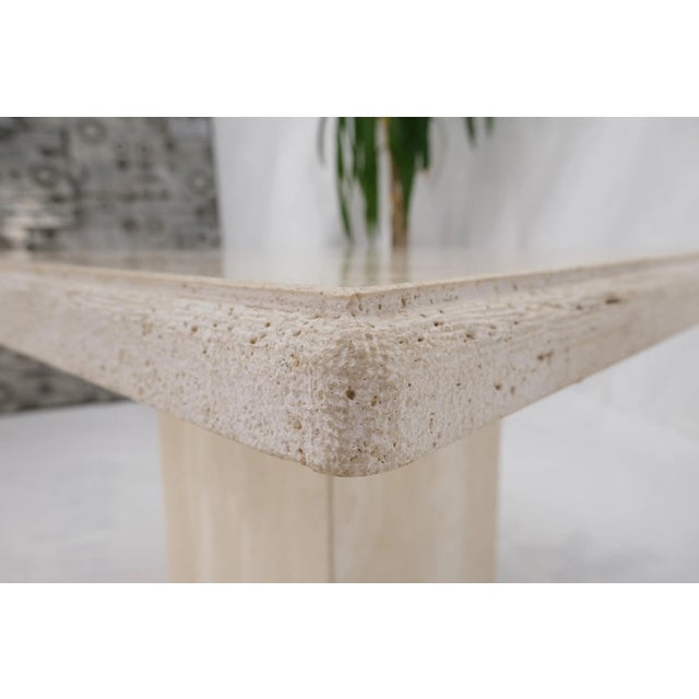 Travertine Square Pedestal Base Coffee Side Occasional Lamp Table For Sale - Image 10 of 11