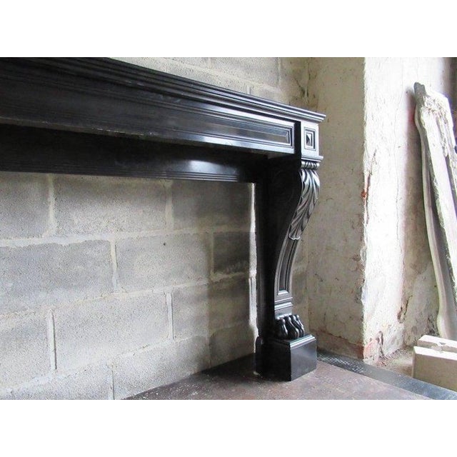 Black 19th Century French Napoleonic Black Marble Fireplace For Sale - Image 8 of 9