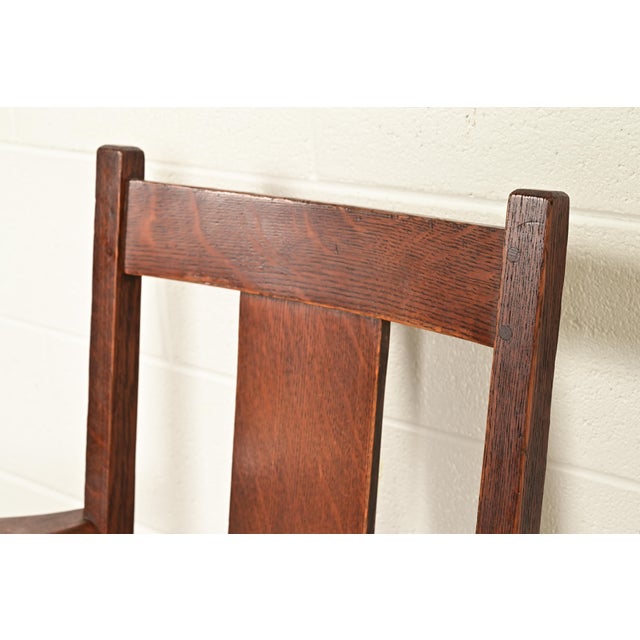 Wood Limbert Antique Mission Oak Arts & Crafts Rocking Chair, Circa 1910 For Sale - Image 7 of 12