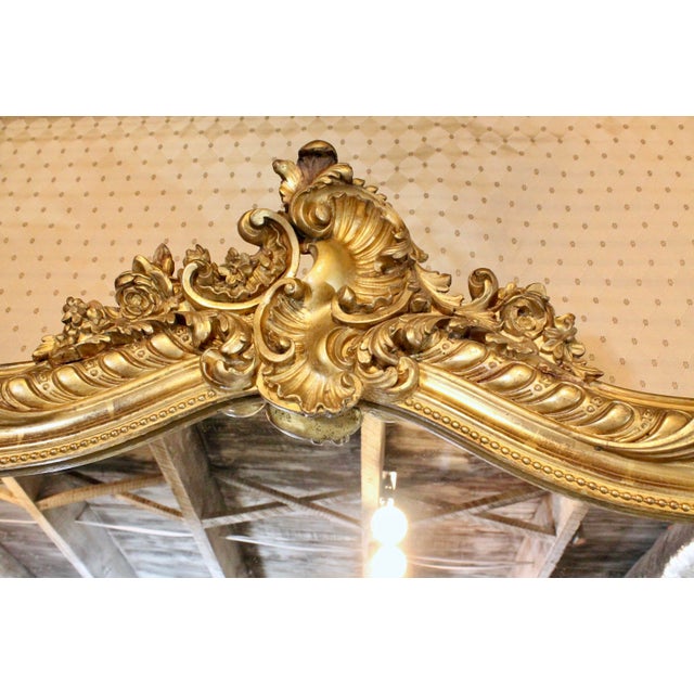 Rococo Louis Phillipe Giltwood Camel Back Rococo Crested Pier Mirror For Sale - Image 3 of 18