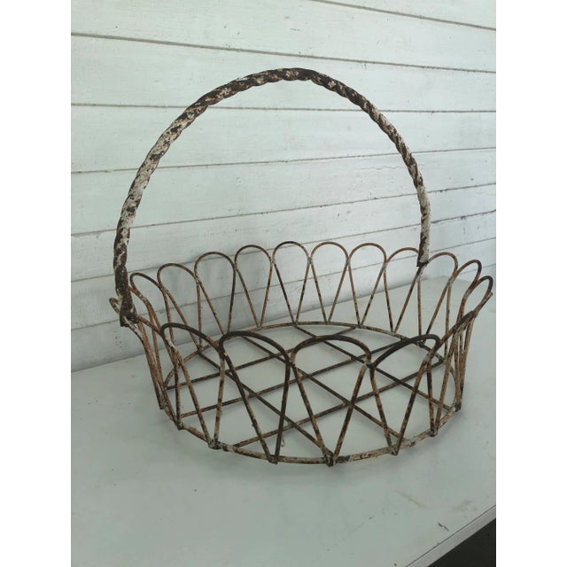 Shabby Chic Antique French Wrought Iron Garden Basket or Jardiniere For Sale - Image 3 of 7