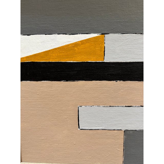 Mid-Century Modern Vintage Mid-Century Modern Abstract Geometric, Hard Edge. Painting For Sale - Image 3 of 10