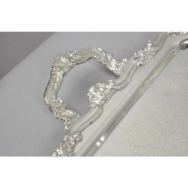 Mid 20th Century Vintage Sheridan Victorian Silver Plated Footed Butlers Serving Platter Bar Tray For Sale - Image 5 of 14