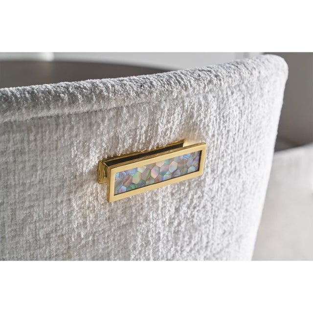 2020s Light Hollywood Regency Style Upholstered Dining Chairs- Set of 2 For Sale - Image 5 of 8