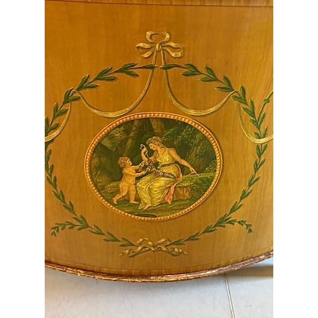 Large Antique Georgian Sheraton Satinwood Hand Painted Cabinet Sideboard, 1800 For Sale - Image 17 of 18