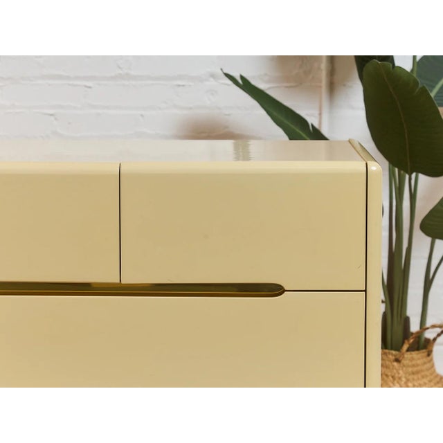 Wood Mid 20th Century Lane Post Modern Dresser Brass Plinth Base For Sale - Image 7 of 12