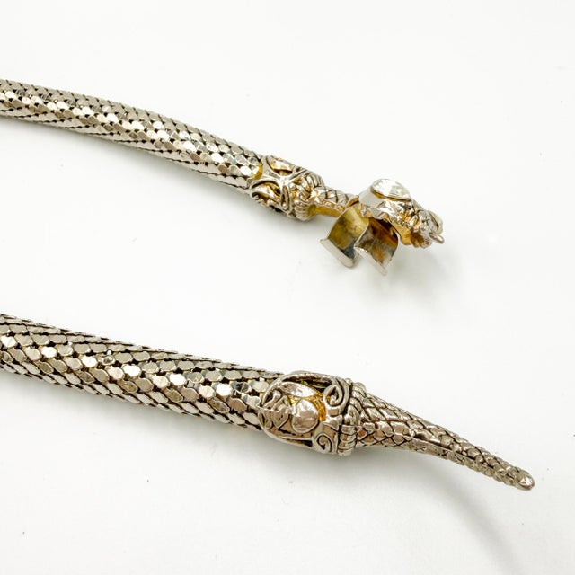 Vintage Sculptural Snake Mesh Necklace attributed to Dl Auld Co. / Whiting & Davis, 1970s For Sale - Image 10 of 16