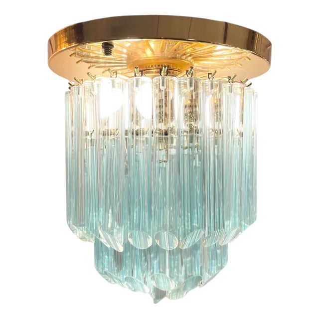 Striated Murano Glass Ceiling Lamp, 1980s For Sale