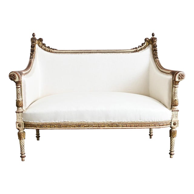 French 19th Century Louis XVI Style Parcel Gilt Canapé For Sale