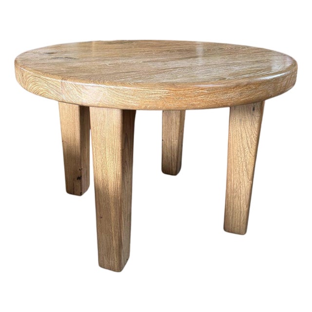 Sculptural Solid Teak Wood Dining Table With Expressive Natural Grain For Sale